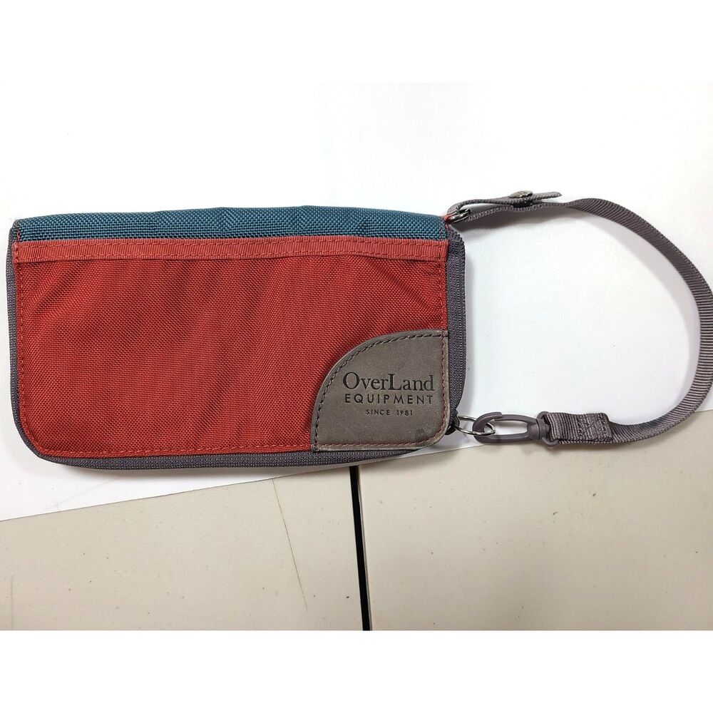 Overland Equipment Zip Around Wallet Wristlet Red Teal Travel Organizer